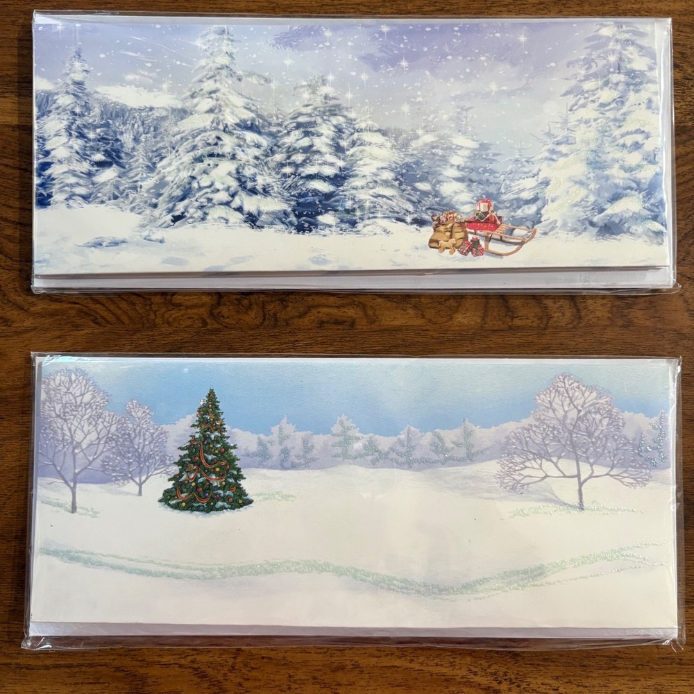 Up With Paper Panoramics Pop-Up Christmas Greeting Cards Set of 2‎ Santa Claus
